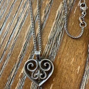 Retired James Avery Small French scroll heart necklace